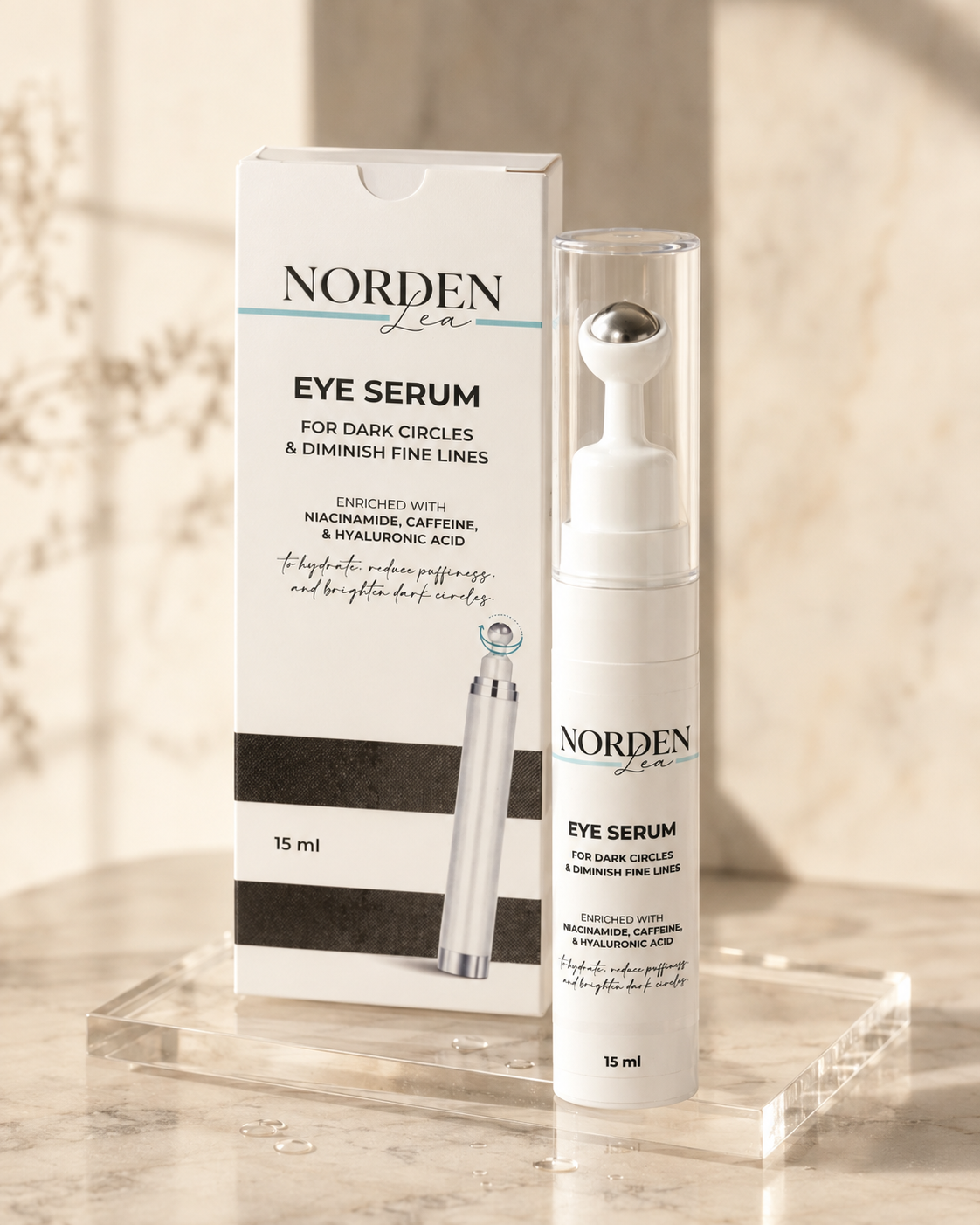سيروم العين من NORDENLEA سعة 15 مل للهالات والخطوط الرفيعة مع علبة المنتج