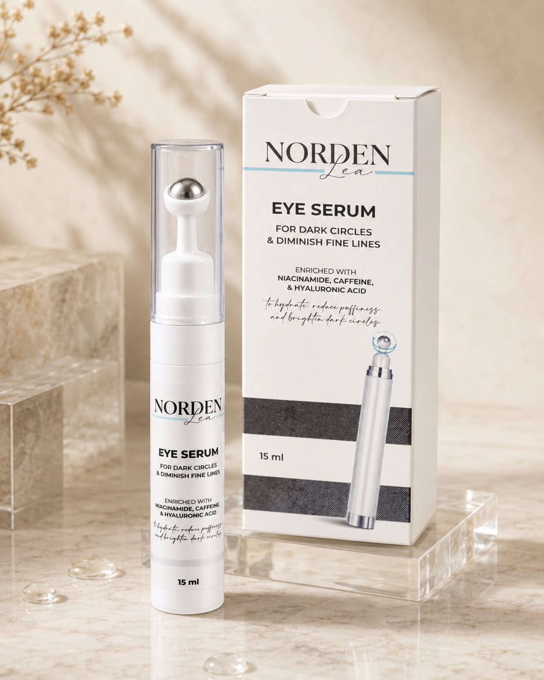 سيروم العين من NORDENLEA سعة 15 مل مع أداة التبريد وعلبة المنتج
