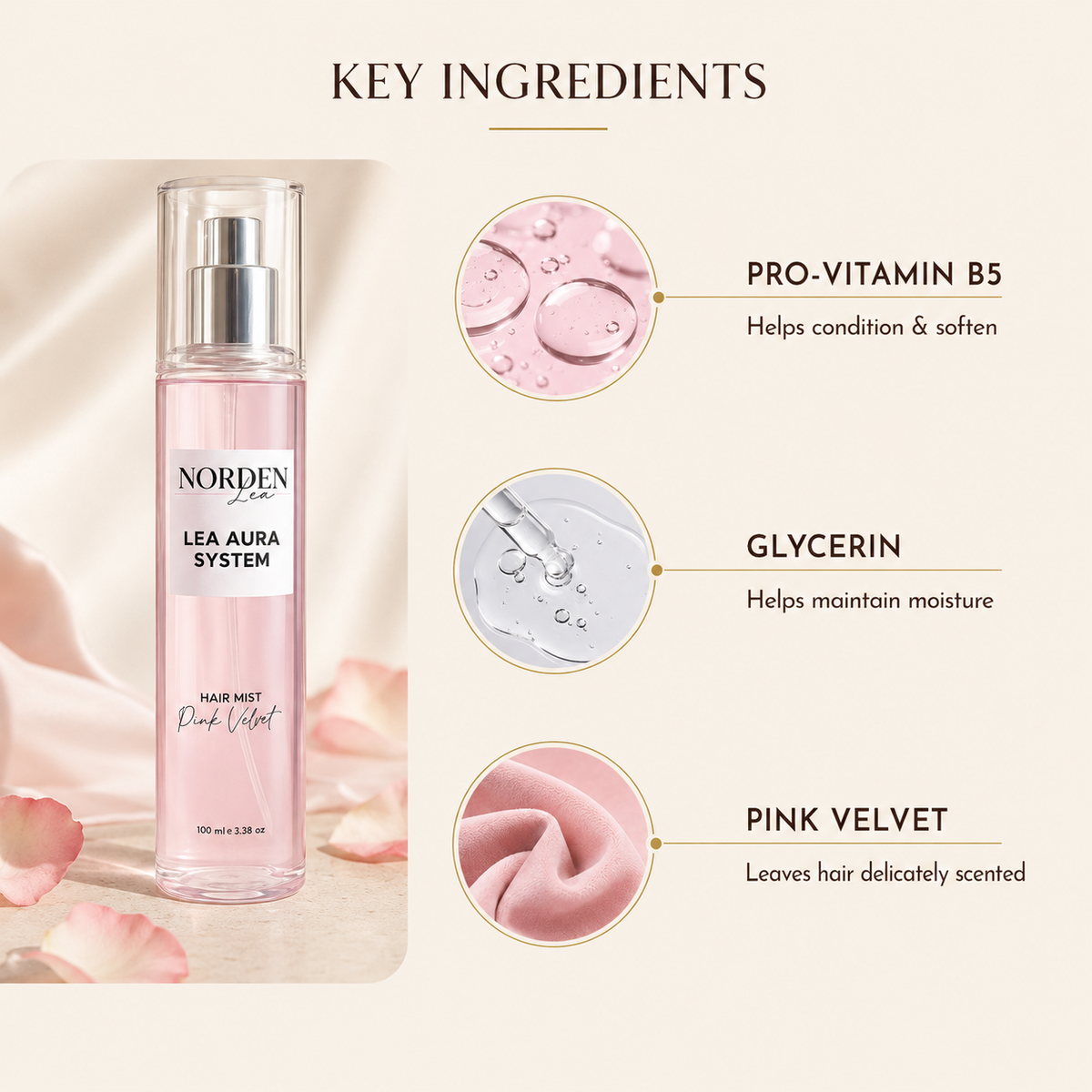 معطر الشعر بينك فيلفيت من NORDENLEA سعة 100 مل – صورة المنتج