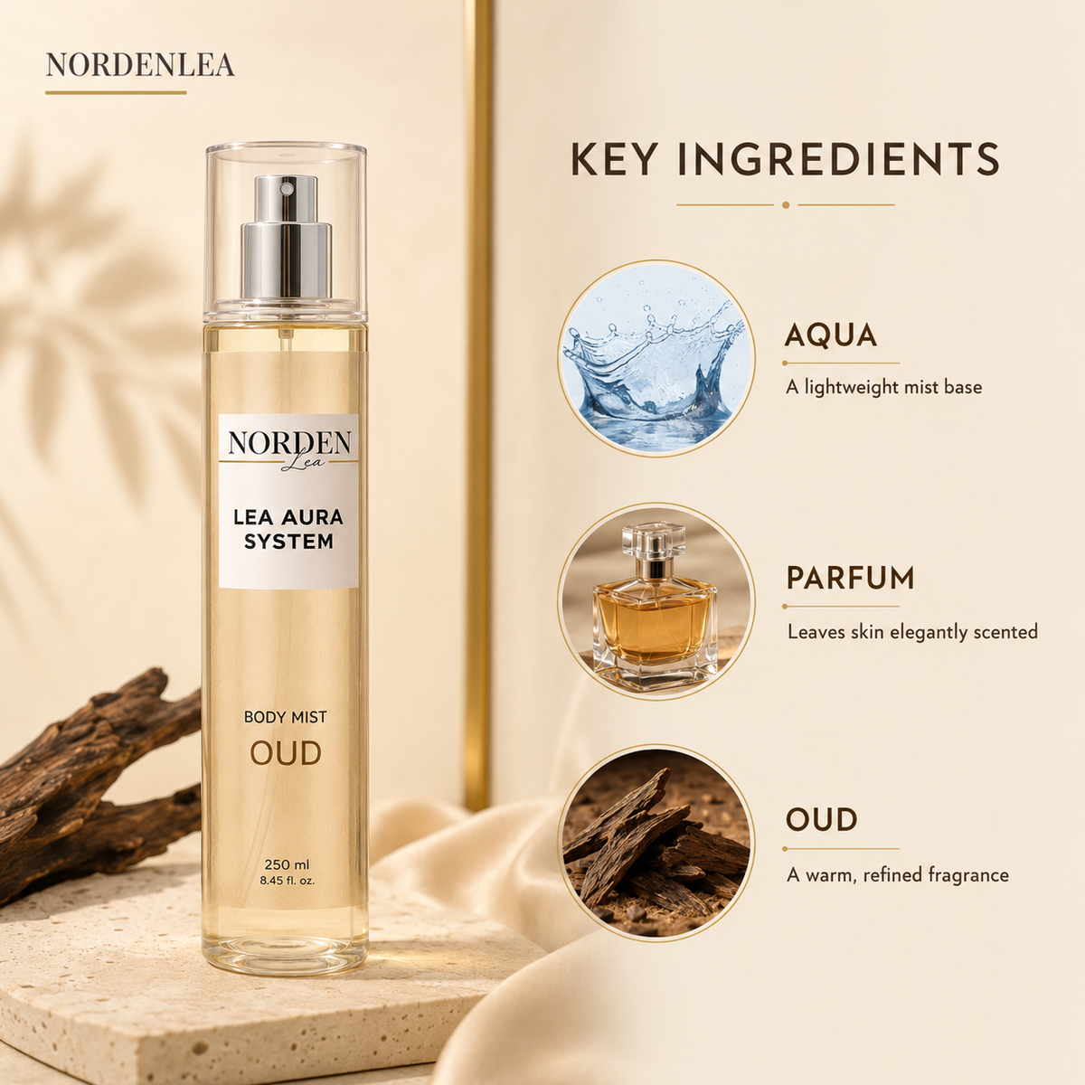 معطر الجسم بالعود من NORDENLEA سعة 250 مل – صورة المنتج